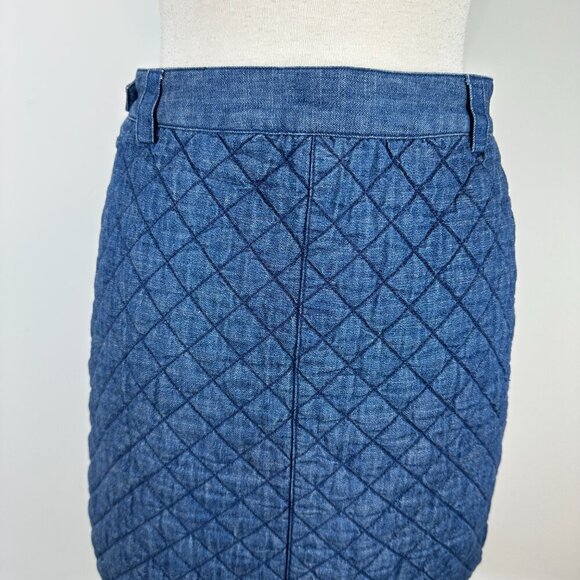 BROOKS BROTHERS Red Fleece Womens' Blue Denim Quilted Mini Skirt Size 6 - Picture 8 of 15